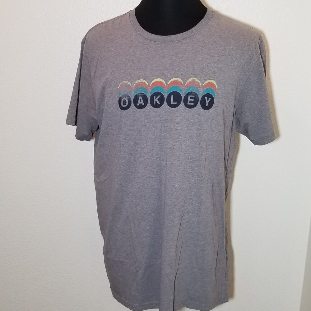 Oakley Mens XL Gray T-Shirt Skull Cross‎ Bones Tag 90s Vintage Retro Streetwear